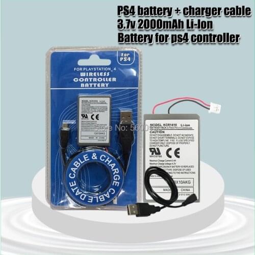 2000mAh battery Pack +USB Charger Cable for Sony PS4 PlayStatoin4 Dualshock4 Wireless controller Rechargeable Batteries