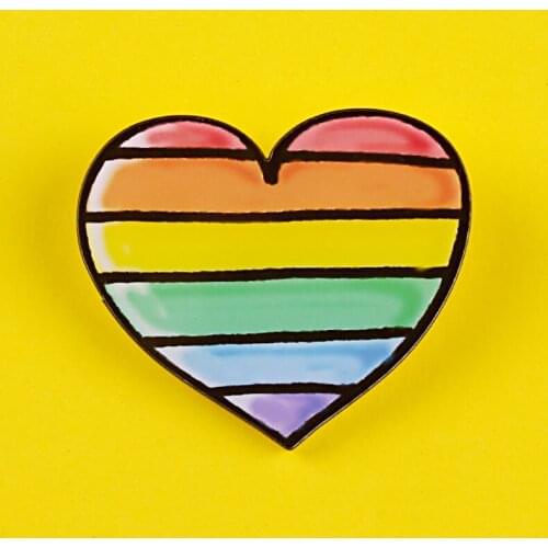 Rainbow Heart Acrylic Badges On Pins For Jeans Jacket Brooches Enamel Pin Icon On The Backpack Hot Air Balloon Paired Jewelry