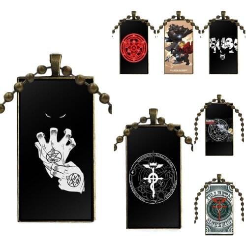 Fullmetal Alchemist Anime For Girls Gifts Brand Bronze Color Jewelry Fashion Statement Necklace Glass Necklaces Pendants
