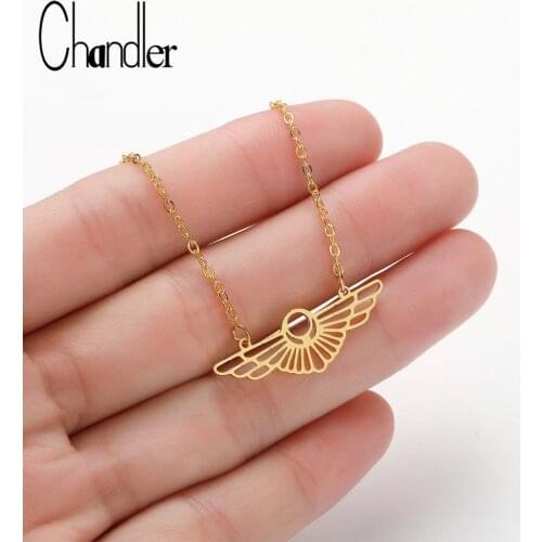 Chandler Hollow Origami Wing Choker Statement Necklace Women Stainless Necklaces Pendants Trendy Handmade Collares Collier