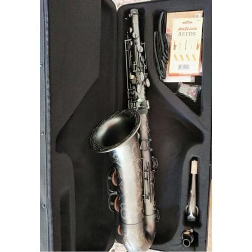 All Black Nickel Bb Tenor Saxophone Musical Instrument Tenor Sax Professional mouthpiece With Case accessories & Free Shipping