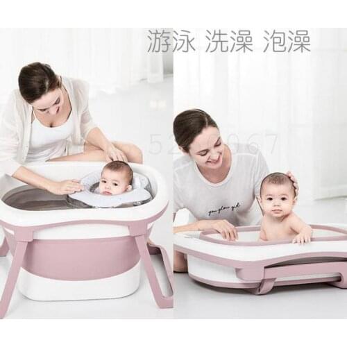 Baby Bath Tub Baby Folding Bath Can Sit Reclining Child Tub Large Children Swimming Bucket