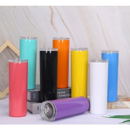 Double Wall 20oz Skinny Tumbler Stainless Steel Insulated Car Coffee Travel Mug