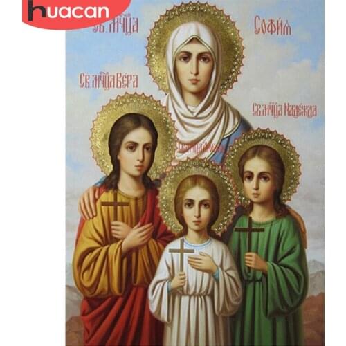 HUACAN 5D DIY Diamond Painting Cross Stitch Religion Icon Diamond Embroidery Religious Full Square Drill Decoration Home