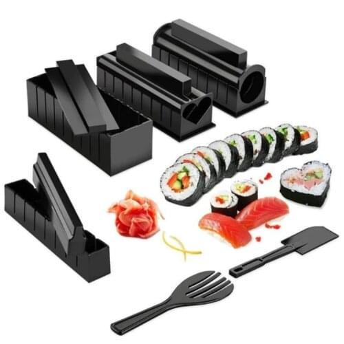 10 Pcs/Set Sushi Maker Kit Rice Ball Cake Roll Mold Japanese Sushi Chef Kit DIY Homemade Sushi Making Mould Kitchen Sushi Tools