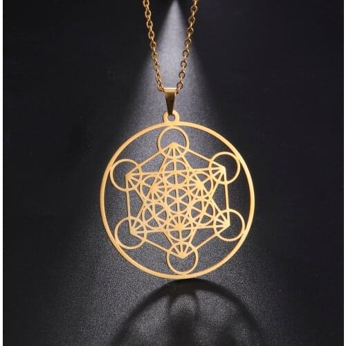 Stainless Steel Angel Seal Archangel Metatron Necklace Women Men Geometric The Secrets of the Kabbalists Garden Solomon Jewelry