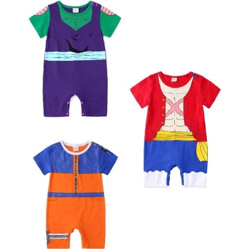 Anime One Piece Monkey D Luffy Uzumaki Cosplay Baby Newborn Romper Cotton Overalls Jumpsuit For Kids