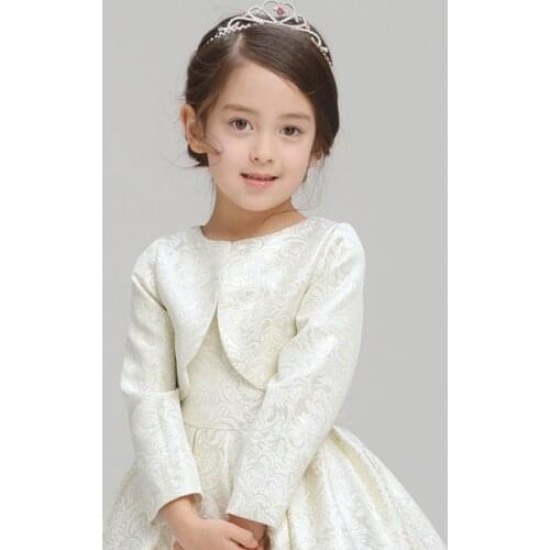 Baby Girls Lace embroidery Girls Bolero Long Sleeve Lace Jacket For Wedding Dress Party Light Champagne Girls Clothes Outerwear