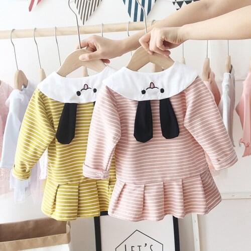 Baby Girls Cute Cotton Dress 2020 New Spring Dress Institute Stripe Childrens Princess Dress Kids