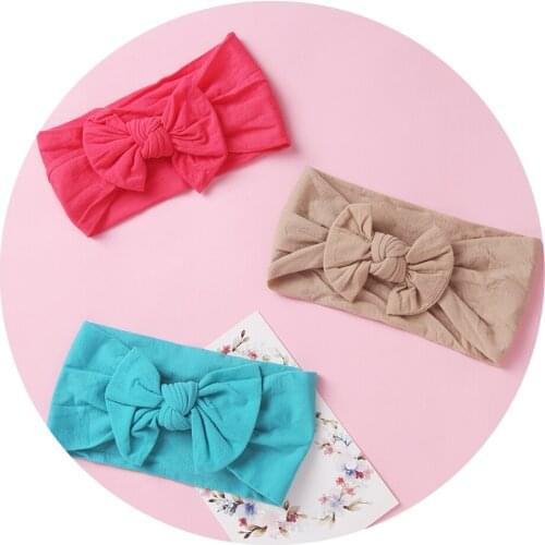 Cute Baby Bows Nylon Headband For Children Elastic Hair bands Non-Marking Turban Headbands Toddler Baby Girl Hair Accessories