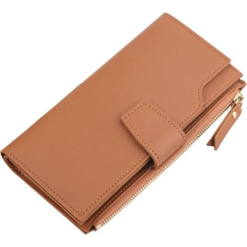 Fashion Womens Wallet Zipper Large Capacity Solid Color Blocking Luxury Card Holder Organizer for Gift Multi-card Money Bag