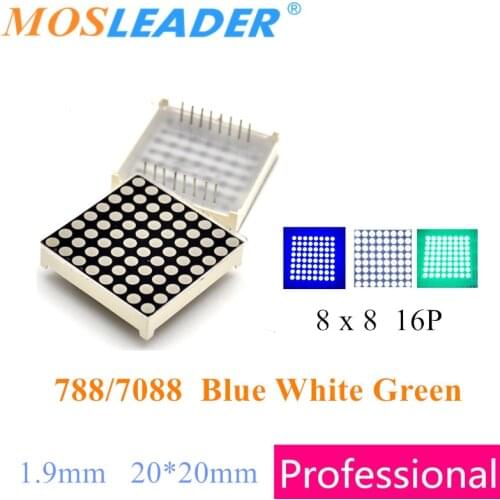 Mosleader 50pcs Blue White Jade green 788 7088 8*8 1.9mm 20*20mm 8x8 Led Lattice dot array Dot Matrix Display LED Display Module