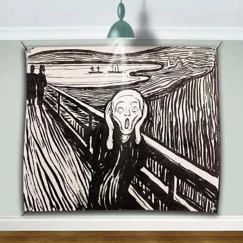 Scream Wall Decor Tapestry Edvard Munch Modern Art Tapestry Exaggerated Distortion Hanging Tapestries for Bedroom Office Home De