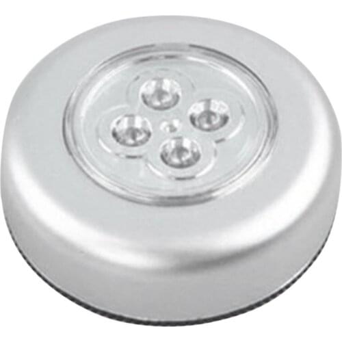 4 LED Touch Control Night Light Round Lamp Under Cabinet Closet Push Stick On Lamp Home Kitchen Bedroom Automobile Use