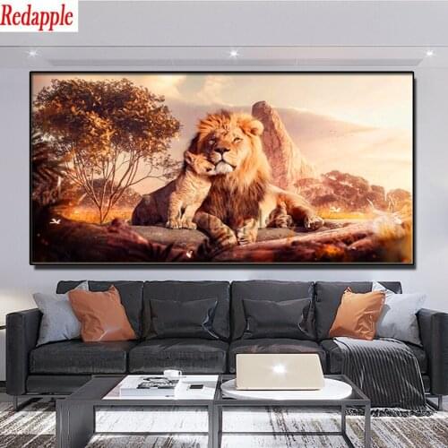 Mom and Baby Lions painting 5D DIY Diamond Painting cross stitch full square round diamond embroidery mosaic large home decor