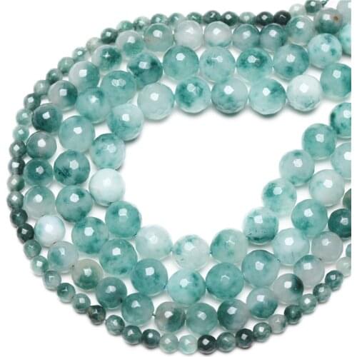 Wholesale faceted Green leaf Chalcedony Jade 4/6/8/10/12/14mm Pick Size Gemstone Beads Accessories For Fine Jewelry Making
