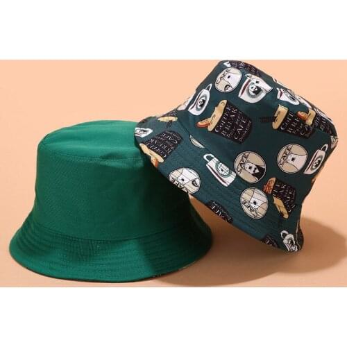 2019 Cotton Creative Cartoon Bucket Hat Fisherman Hat outdoor travel hat Sun Cap Hats for Men and Women 80