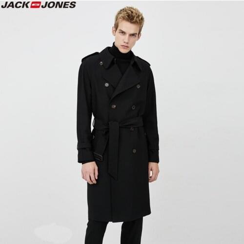 JackJones New Arrival Mens Embroidered Letters Double-breasted Mid-length Trench Coat| 220121520