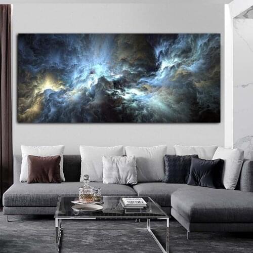 CHENFART Nordic Poster Blue Black Cloud Landscape Oil Painting Abstract Canvas Picture Wall Art For Living Room Home Decor