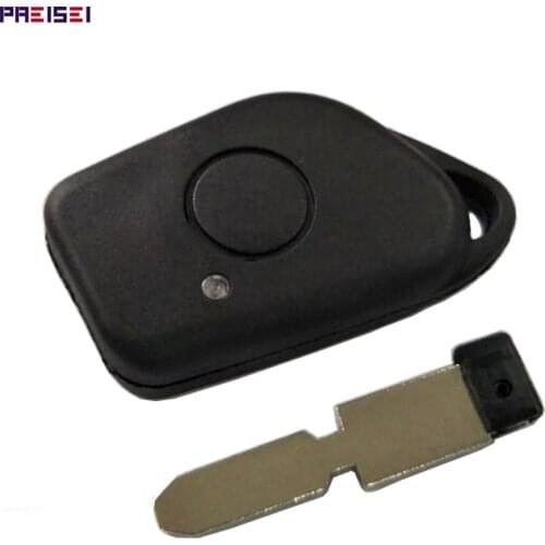 PREISEI 10pieces/lot 1 Buttons Blank Keys For Car Peugeot 406 Remote Key Case Fob Replace With Battery Clip NO Logo