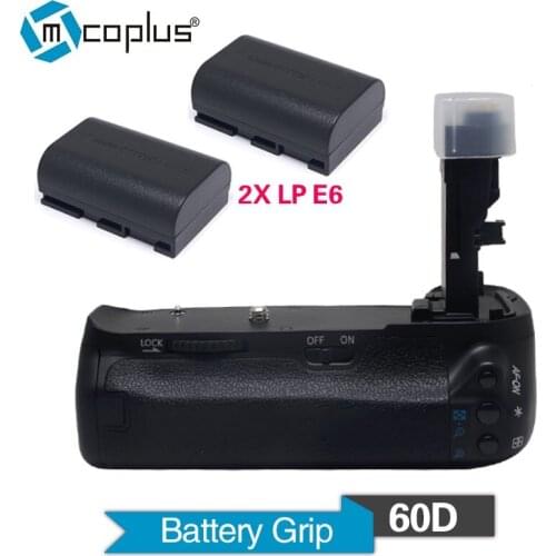 Mcoplus Venidice VD-60D Professional Vertical Battery Grip Holder with 2pcs LP-E6 Batteries for Canon EOS 60D Camera as BG-E9