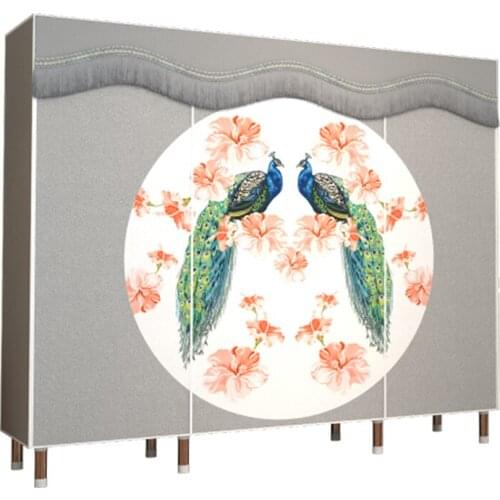 Simple Cloth Wardrobe Rental Economy Cloth Kitchen Wardrobe Oxford Cloth Thickened Bold Steel Double Full Seal