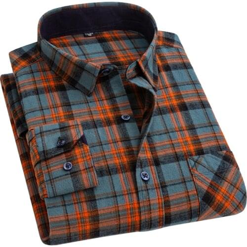 Aoliwen Flannel Multicolor Long Sleeve Shirts For Men 100% Cotton Oversized Casual Social Plaid White Shirts camisas para hombre