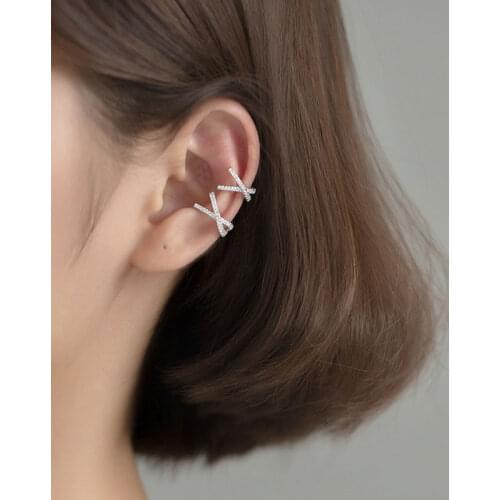 AIFENAO Korean 925 Sterling Silver Zircon Clip On Earrings Without Piercing Ear Cuff For Women Jewelry Girl Gift Wholesale New