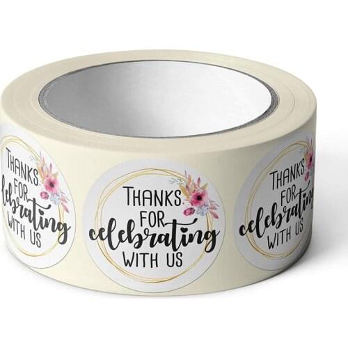Thank You for Celebrating with Us Stickers Seal Labels Floral for Gift Card Party Wedding Babyshower Favors Gifts Package Closer