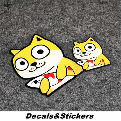 NO.L131 Cartoon Dog Fish Funny 3M Reflective Modified Stickers Car Glass Waterproof MOTO GP Decals Racing Motorcycle