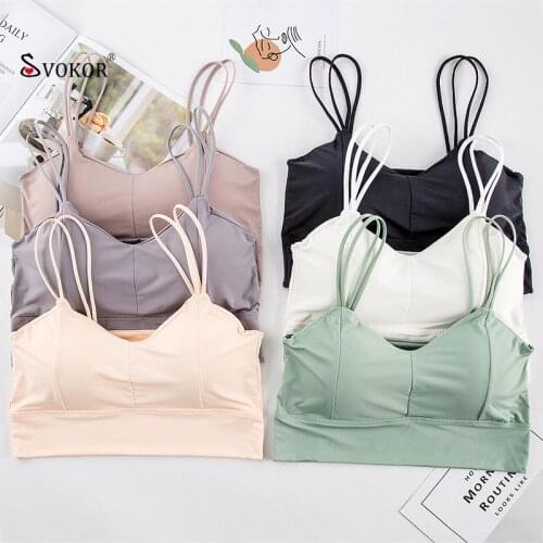 SVOKOR Ice silk Womens Tube Tops Summer Seamless Camisole Solid Color Crop Top Wireless Bras Tops