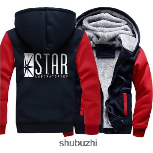 Winter Fleece Thicken Hoodies Hip Hop Streetwear STAR Labs Hoodies Men Sports Fitness Homme Sportswear Hipster Clothings