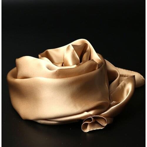 100% Silk Scarf Women Solid Color luxury brand Plain Real Silk Scarf ladies Hijab Large 16 Momme