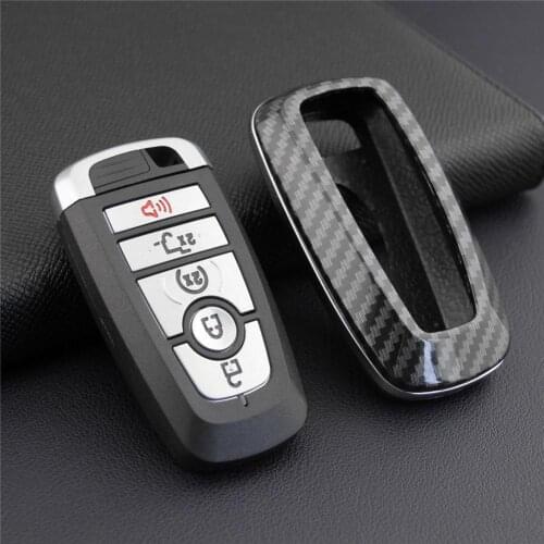 1PCS Carbon Fiber Key Cas Bag Holder ABS Hard Shell Cover Parts Fit For Ford Explorer Mustang Ecosport F-150 F-250 2018-2019