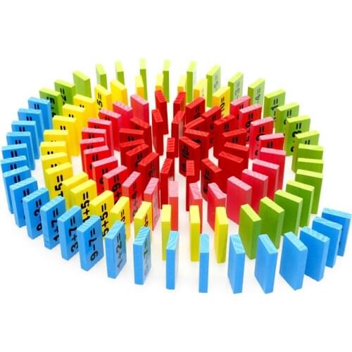 110PCS Early Wooden Math Toys 3-4-5-6-7-8 Years Counting Game Wooden Domino Blocks Math Toys Montessori Mathematical Funny Gift