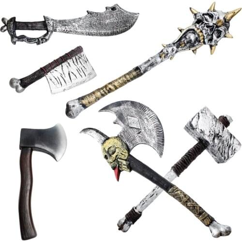 16Style Halloween Carnival Adult Kids PU Axe Hatchet Party Toys Mace Sword Devil Scepter Hammer Weapon Cosplay Fancy Party Props