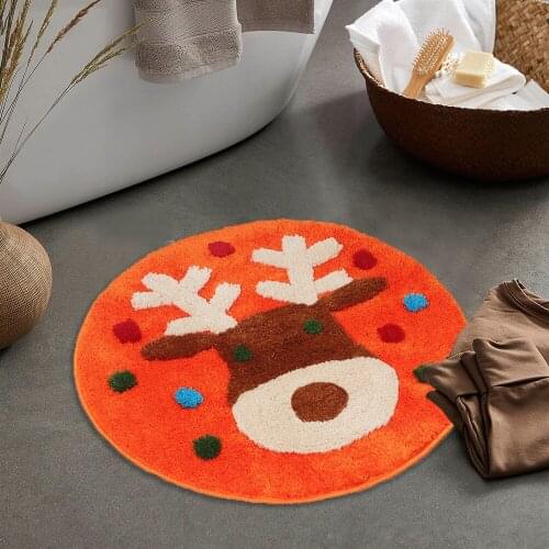 2021 New Design Cartoon Circular Christmas Floor Mats Bathroom Door Absorbent Non-slip Mats Small Rugs Carpets