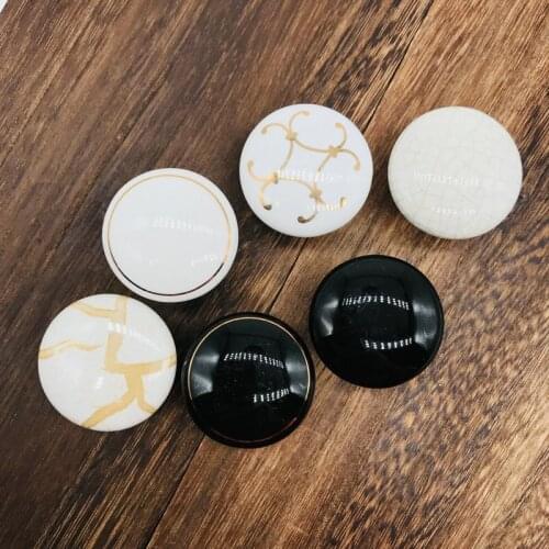 36mm Cabinet Ceramic Round Pull Knobs for Drawer Dresser Kitchen Wardrobe Handles 1 PCS White Black and Crack Furniture knobs