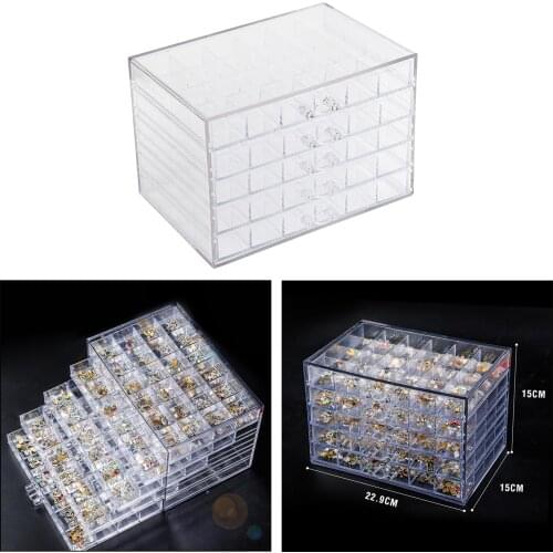 Acrylic 120-Slot Nail Art Accessories Tools Storage Container Case DIY Craft Nail Art Organizer Diamond Art Accessories Storage