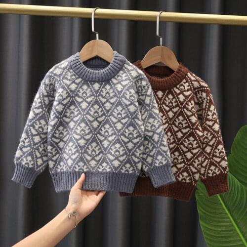Kids Knitting Pullovers Tops Autumn Winter Warm Baby Girls Boys Sweaters Coat Baby Boys Girls Long Sleeve Sweaters 2-6Years