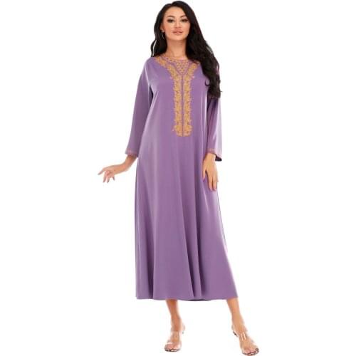 Urban Fashion Casual Spring, Summer And Autumn New Printed Round Neck African Dress Robe Series Muslim Dress Womens Abaya