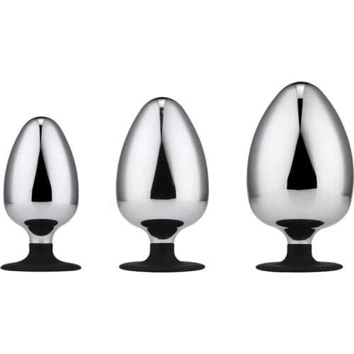 Hot design large size suction cup huge metal anal beads butt plug fake penis dildo SM insert sex toy for male female