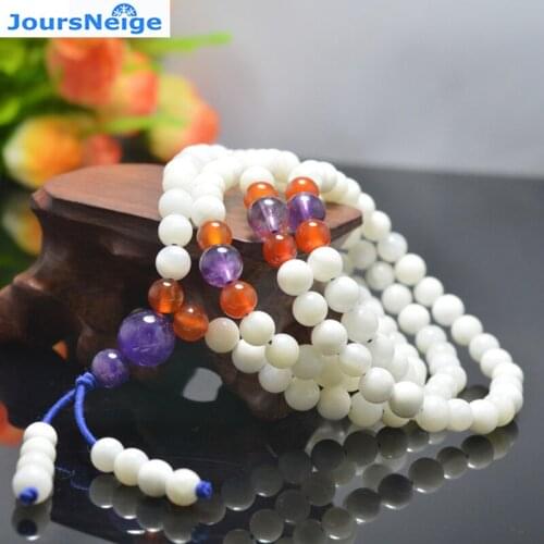 JoursNeige Natural Shell Tridacna Beads Purple Crystal Bracelets Evil Spirits Lucky for Women Girl Bracelet Multilayer Jewelry