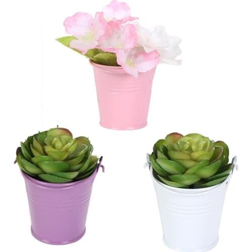 Cute Mini Solid Color Pail Bucket Wedding Party Candy Favours Garden Decoration Decoration Bonsai Tin Bucket Home Hotel Decor