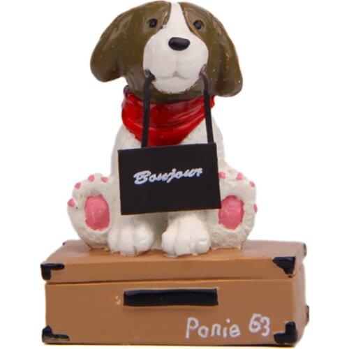 Mini Suitcase Puppy Car Dashboard Toys Decor For Auto Accessories Cute Figures Home Car Decor Cartoon Dog Car Ornaments Gifts