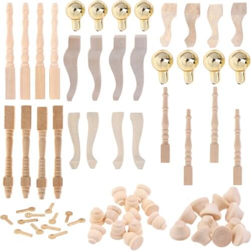 DIY Doll House Furniture Part Pocket Cabinets Tea Table Sofa Legs Drawer Handles Pulls Mini Wainscot Wall Decoration Accessories