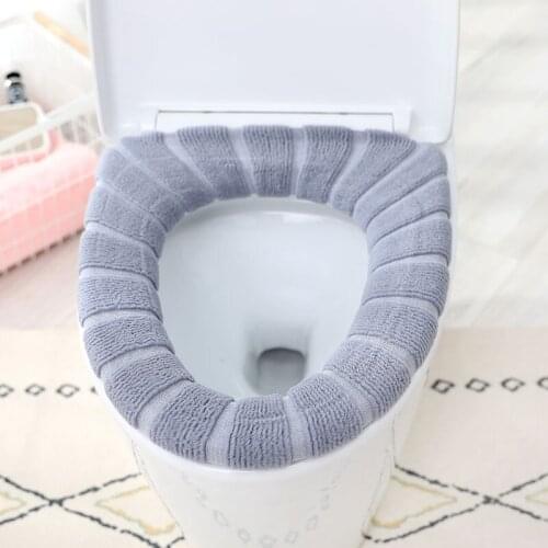 New Comfortable Toilet Seat Mat Cover Winter Warmer Pad Washable Soft Cushion Set Bathroom Toilet Case Lid Cover Accessories
