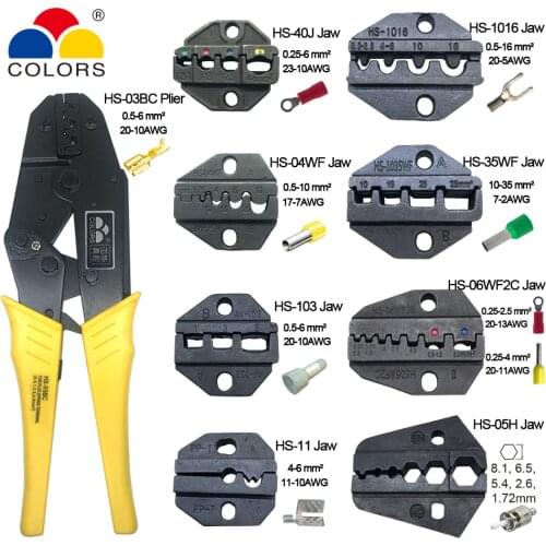 Crimping tool pliers HS-03BC 8 jaws for plug/tube/insulation/crimping cap terminals crimper plier hand tool set alicates kit