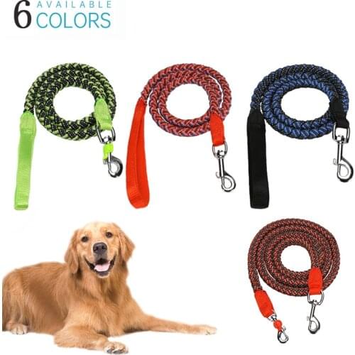 1.5m 2m 3m Dog Rope Nylon Round Reflective Big Dog Traction Rope Reinforced Traction Belt Comfortable Handle Para Perros