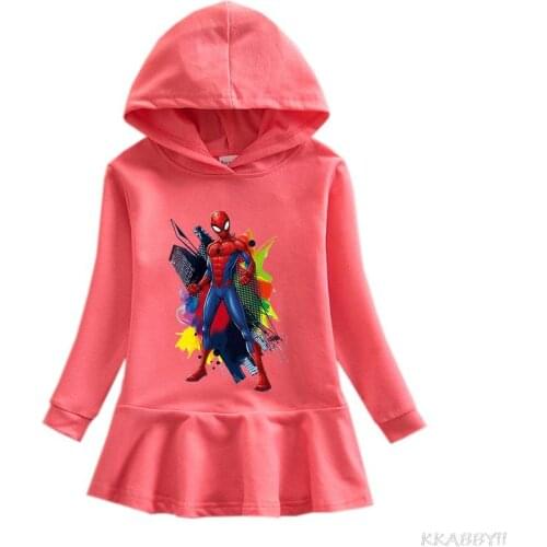 Disney Princess Girls Hooded Sweater Dress 100% Cotton Cartoon Baby Hooded Sweater Children Casual Dress